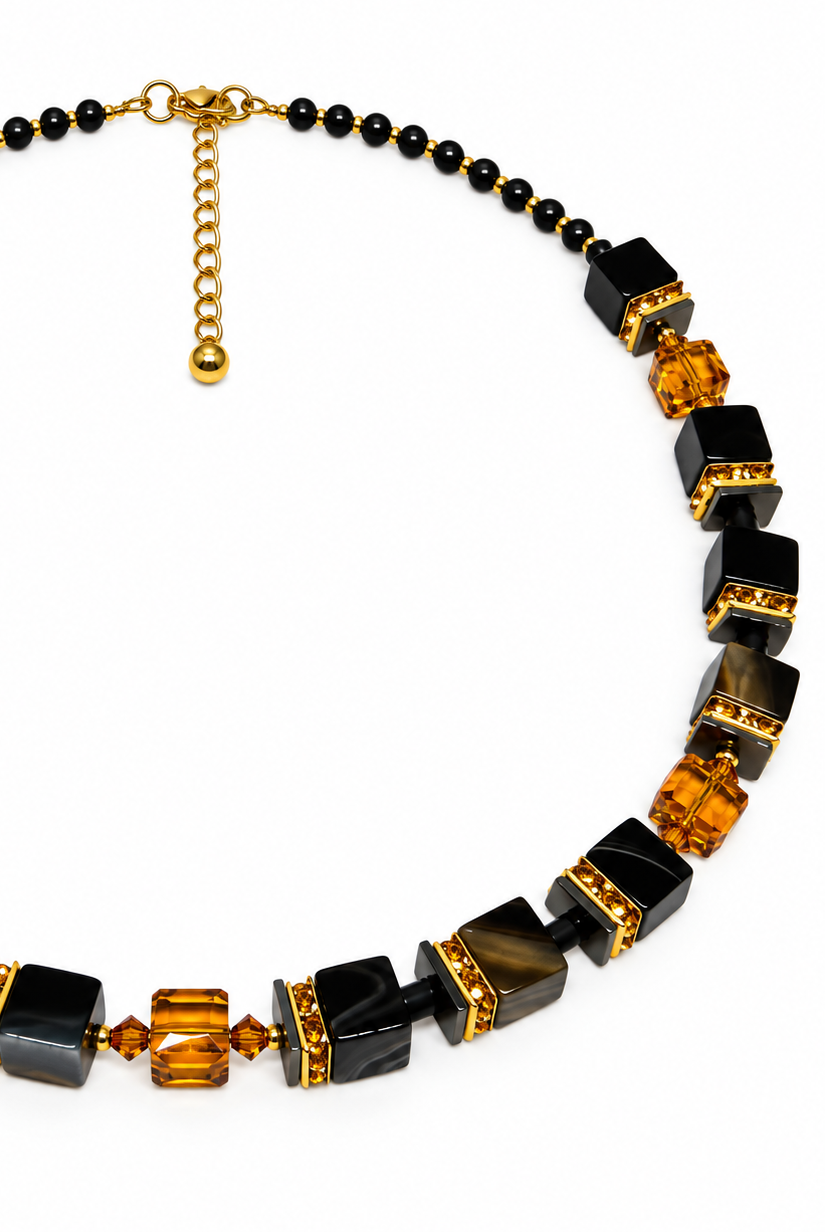 Onyx/Caramel Necklace 36-26-G