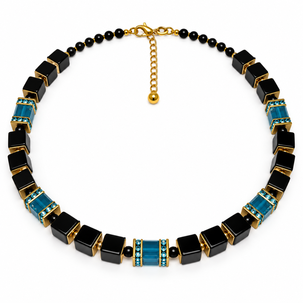 Onyx/Blue Necklace 43-26-G