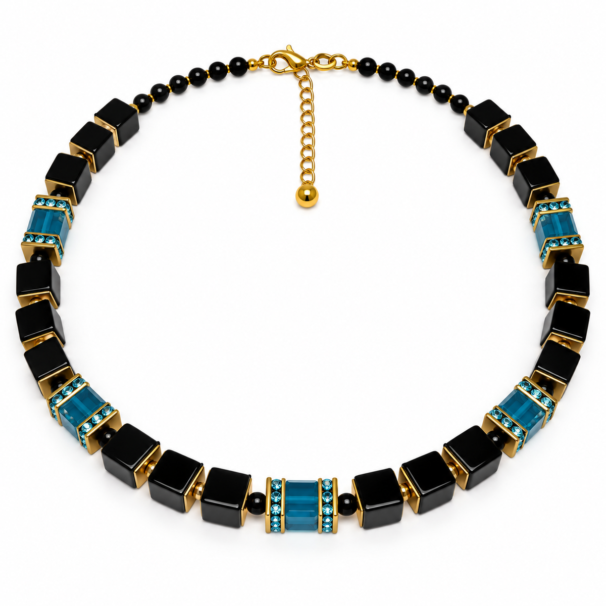 Onyx/Blue Necklace 43-26-G