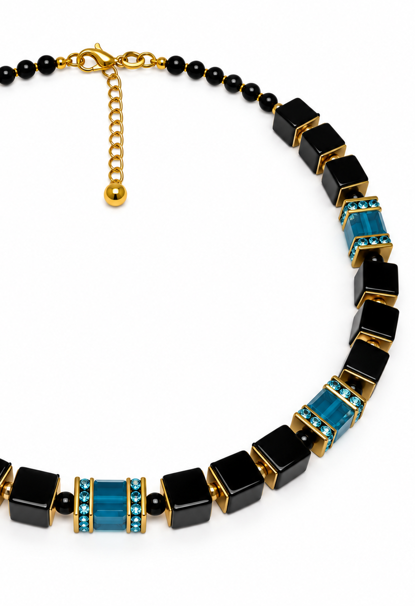 Onyx/Blue Necklace 43-26-G