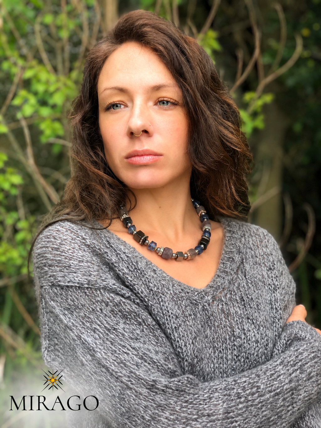 Natural Quartz/Agate Necklace 46-26-S
