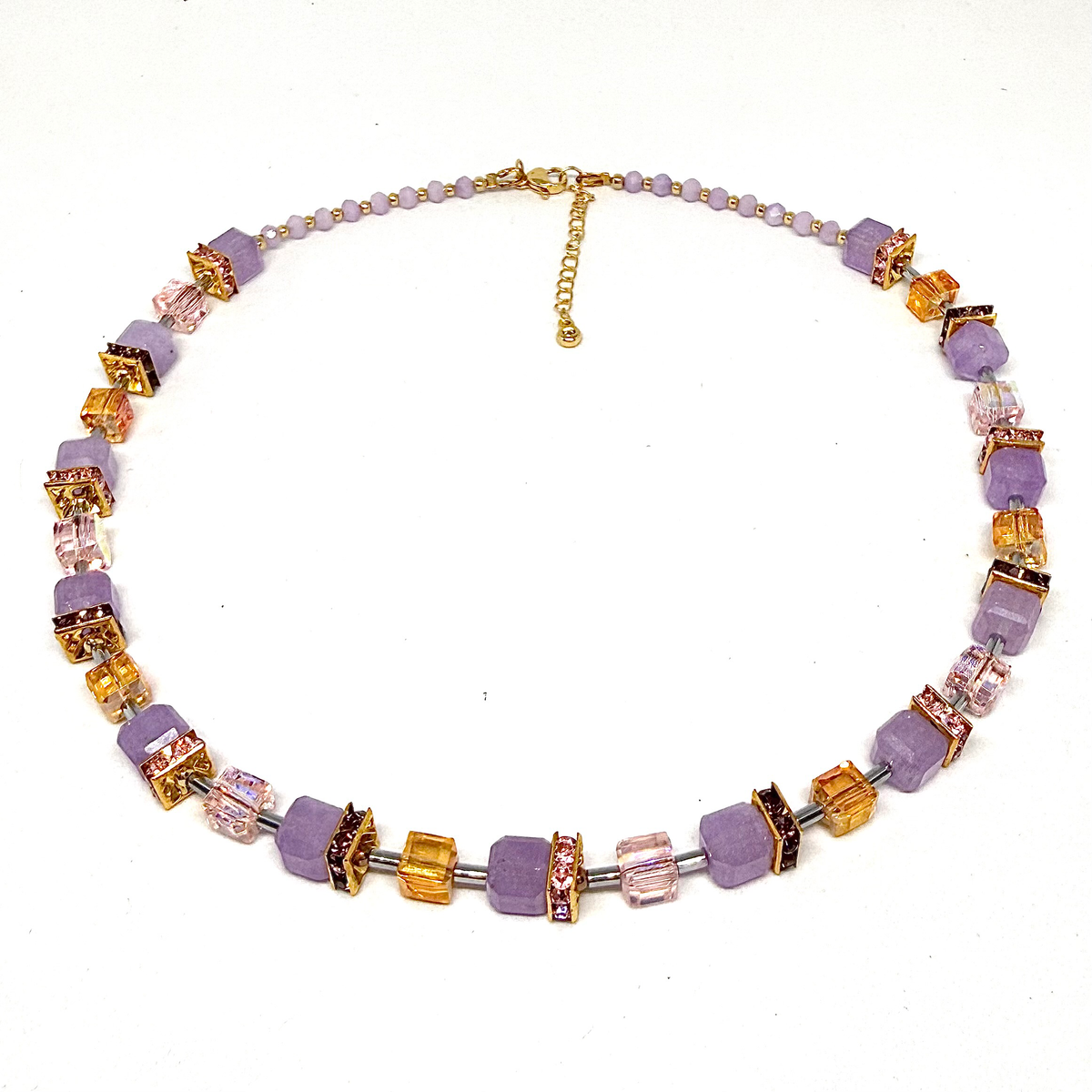 Lilac/Orange Necklace 5-26-G