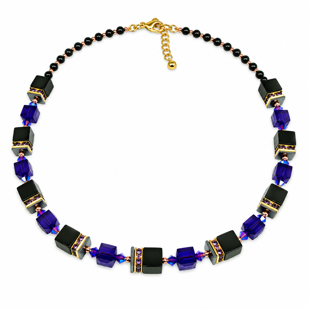 Onyx/Purple Necklace 7-26-G