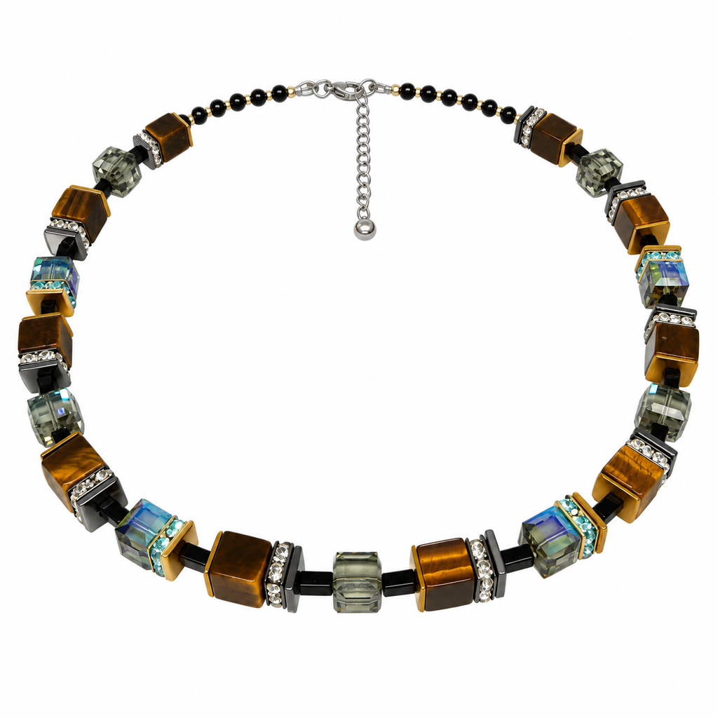 Tiger Eye/Blue Necklace 71-26-S